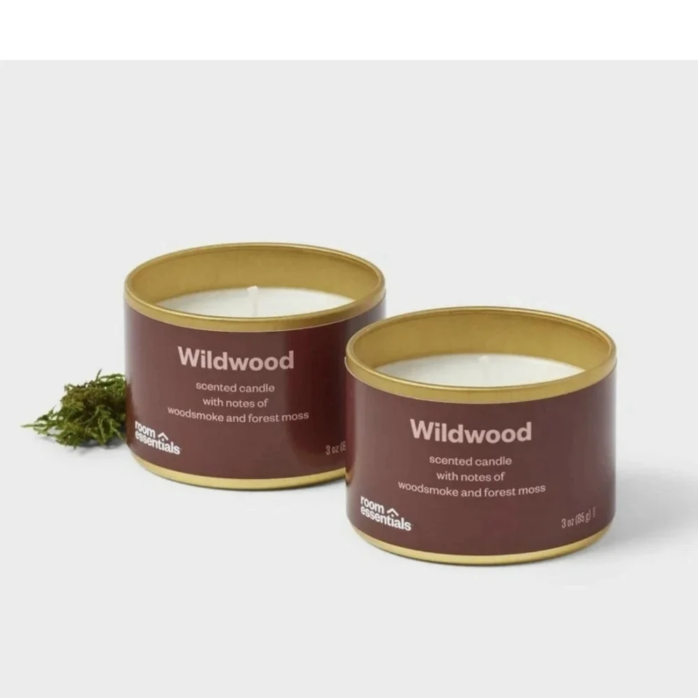 Room Essentials Wildwood Scented Candle Set - Brown and Gold